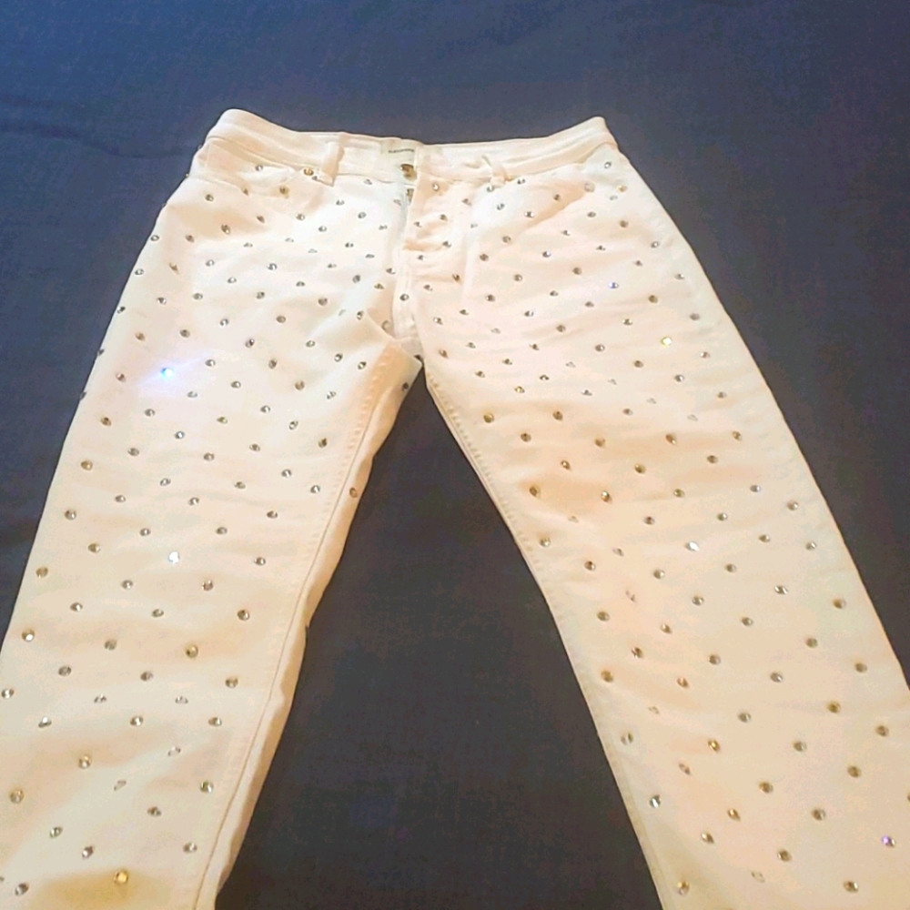 White rhinstone jeans